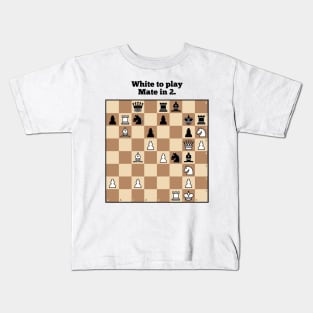 Chess puzzle sticker and magnet. Mate in 2. Kids T-Shirt